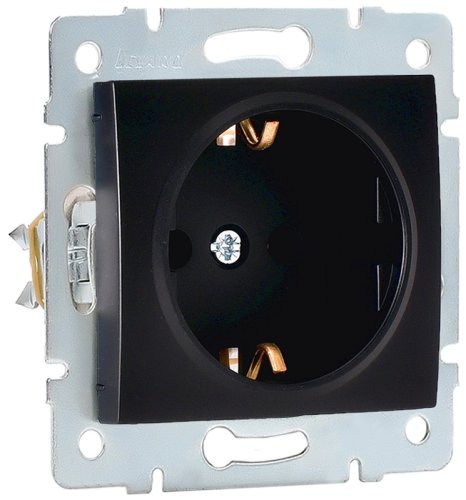 Розетка с заземлением без рамки Lezard Karina 1-м. керамика черный бархат фото Розетка с заземлением без рамки Lezard Karina 1-м. керамика черный бархат картинка